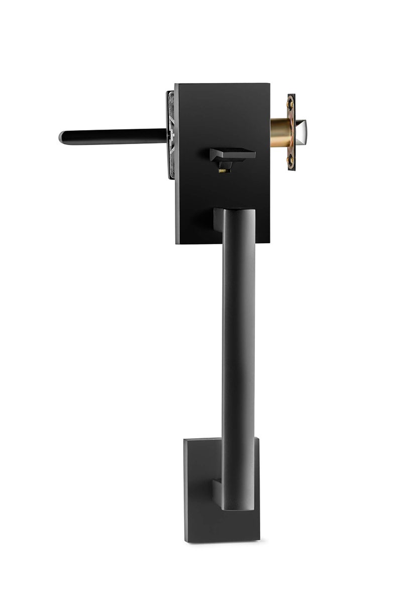 Berlin Modisch HandleSet Front Door Entry Handle and Deadbolt Lock Set Slim Square Single Cylinder Deadbolt and Lever Reversible for Right & Left Sided Doors Heavy Duty â€“ Iron Black Finish - Image 4